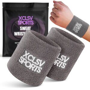 Gray Terry Cloth Sweat-Wicking Sports Wrist Band